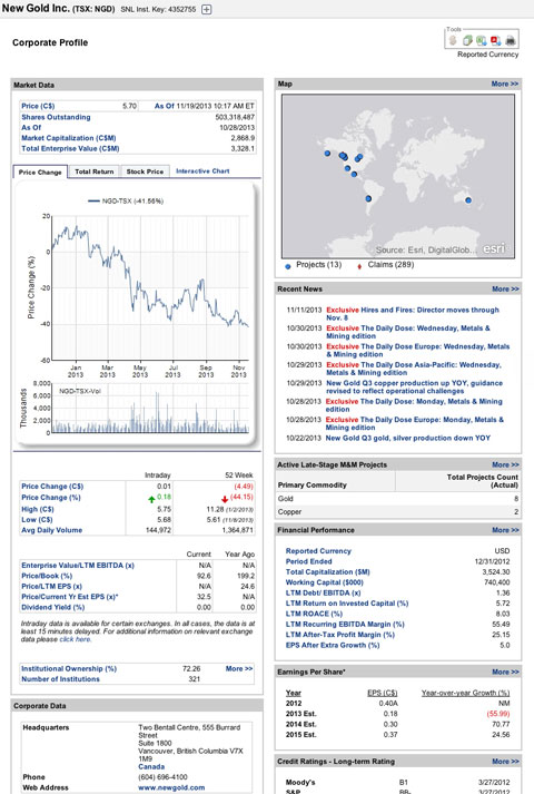 Mining Company Briefing Books: New Gold