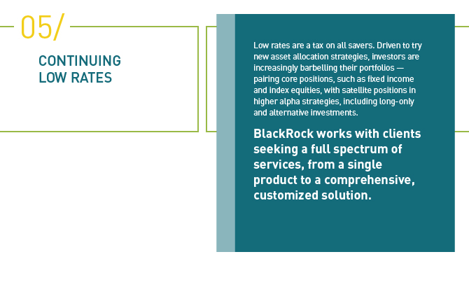 BlackRock works with clients seeking a full spectrum of services, from a single product to a comprehensive, customized solution.